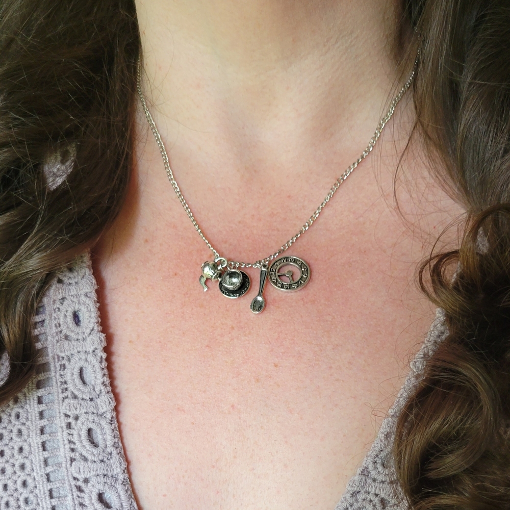 Alice in Wonderland Tea Party Silver Charm Necklace - Picture 13 of 16